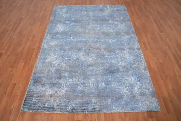 Handmade Blue Abstract Oriental Area Rug 5x8