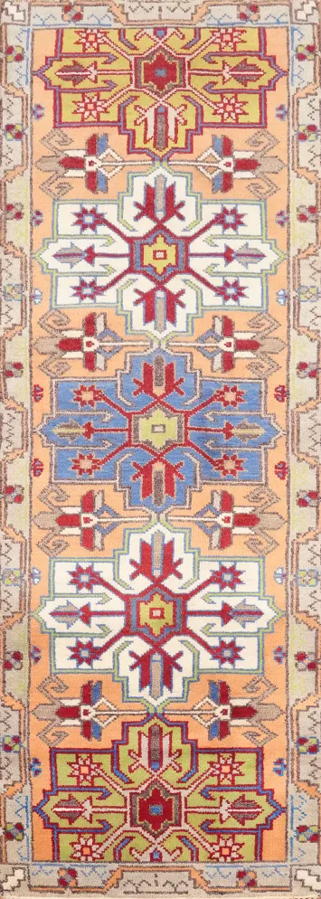 Geometric Kazak Indian Runner Rug 3x8