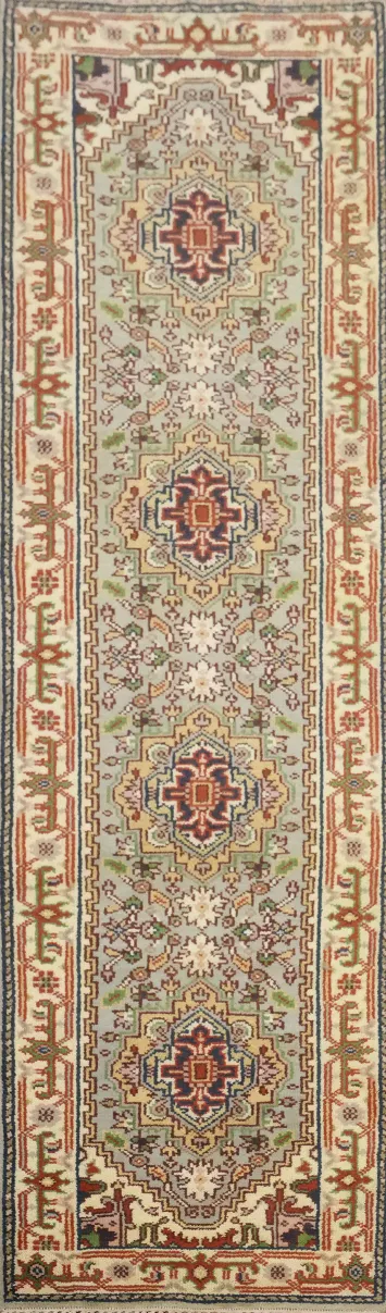 Geometric Heriz Serapi Runner Rug 3x10