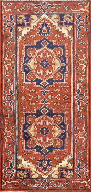 Geometric Heriz Serapi Indian Handmade Rug 3x6