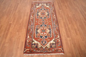 Handmade Orange Heriz Serapi Indian Rug 3x6