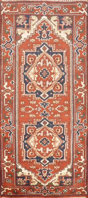 Handmade Orange Heriz Serapi Indian Rug 3x6