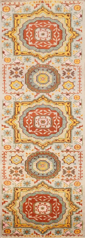 Geometric Kazak Indian Runner Rug 3x8