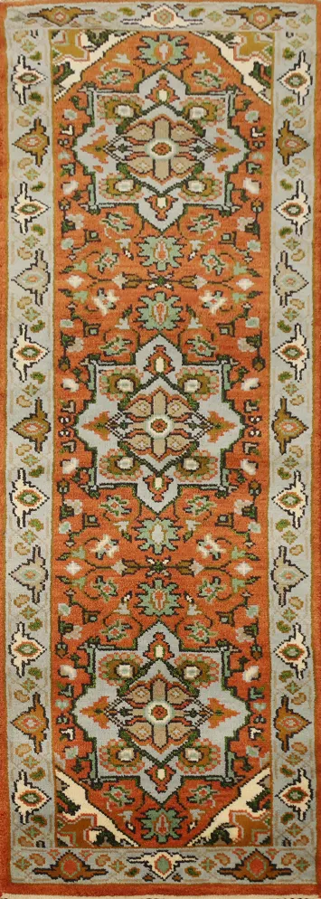 Handmade Wool Oushak Indian Runner Rug 2x8
