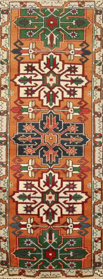Geometric Kazak Handmade Runner Rug 3x8