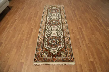 Geometric Heriz Serapi Indian Runner Rug 3x8