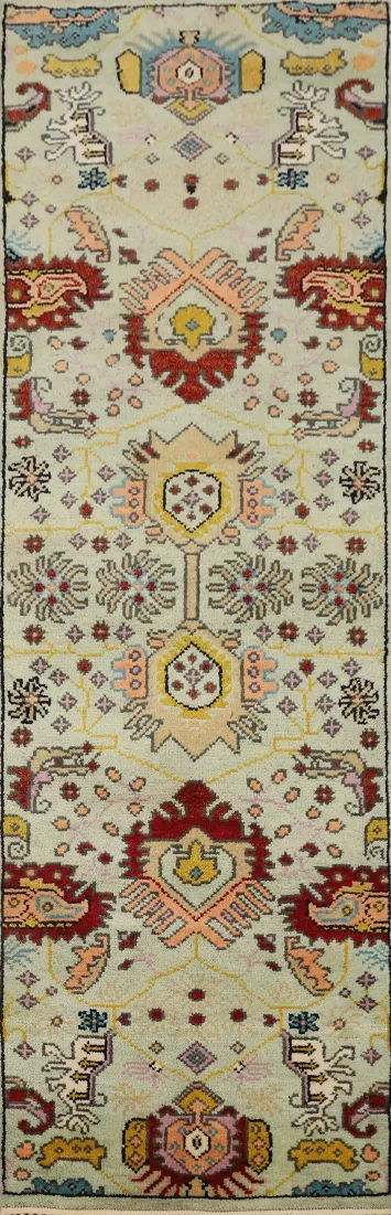 Geometric Oushak Oriental Runner Rug 2x8