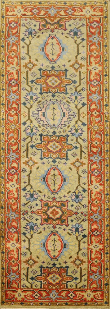 Geometric Oushak Oriental Runner Rug 3x8
