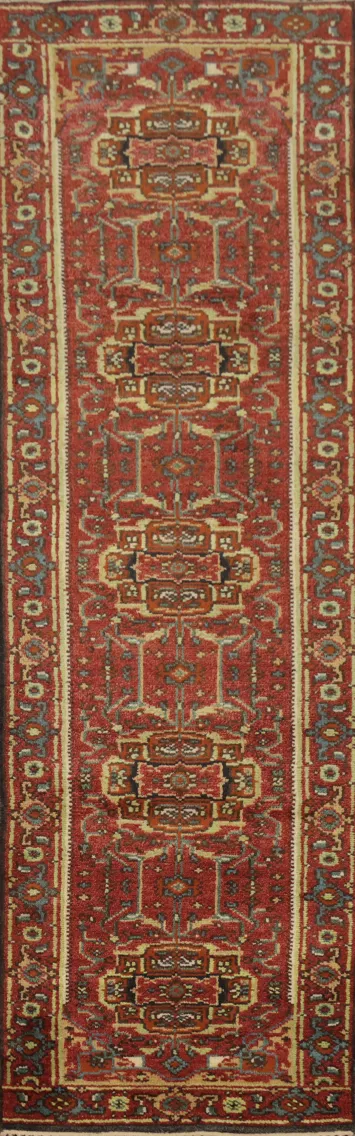 Geometric Heriz Serapi Indian Runner Rug 3x10