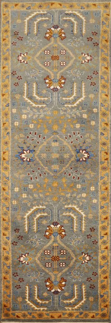Handmade Gray Oushak Oriental Runner Rug 2x8