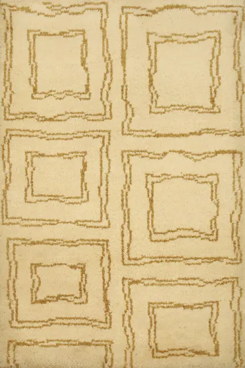 Luxurious Soft Beige Gabbeh Rug 2x3 with Eye-Catching Square Design