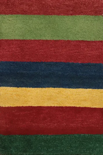 Vibrant Multicolor Striped Gabbeh Rug 2x3 for Modern Living Spaces