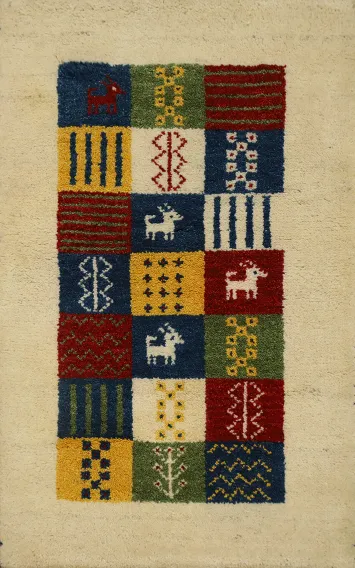 Tribal Wool Handmade Gabbeh Oriental Rug 2x3