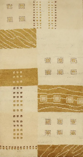 Modern Geometric Gabbeh Rug 2x4 with Earthy Tones and Style