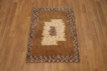 Rustic Brown Geometric Gabbeh Rug 2x3 for Cozy Home Ambiance
