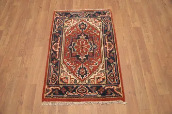 Orange Kazak Handmade Wool Rug 2x3