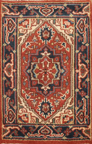 Orange Kazak Handmade Wool Rug 2x3