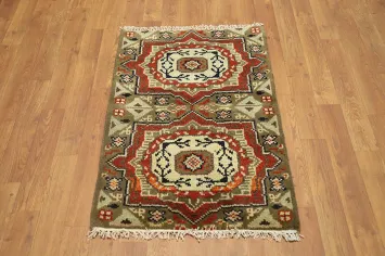 Geometric Kazak Handmade Wool Rug 2x3