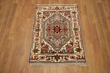 Light Blue Heriz Serapi Handmade Wool Rug 2x3