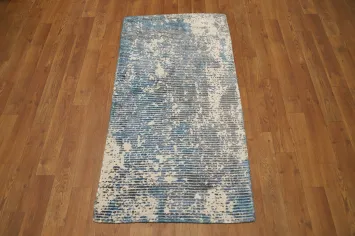 Abstract Coastal Blue and Gray Abstract Rug 2x4 for Modern Spaces