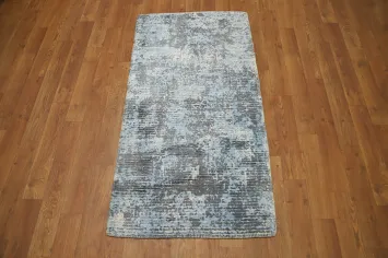 Handmade Blue Abstract Rug 2x4 for Modern Interiors