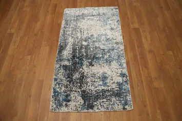 Modern Abstract Rug 2x4 with Distressed Look Texture