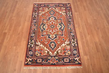 Orange Heriz Serapi Handmade Wool Rug 3x5