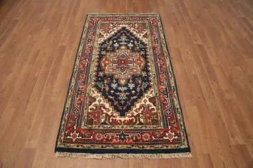 Navy Blue Heriz Serapi Handmade Wool Rug 3x5