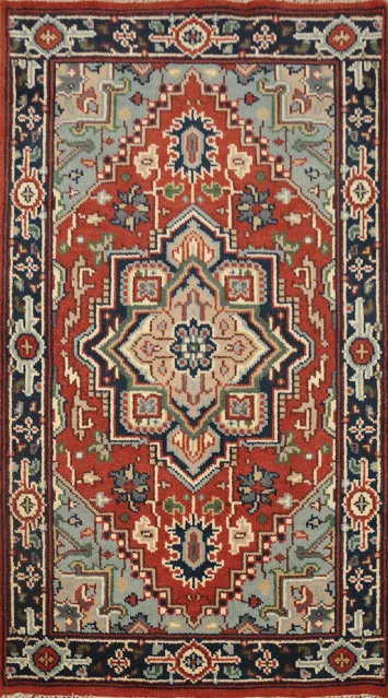 Geometric Heriz Serapi Handmade Wool Rug 3x5