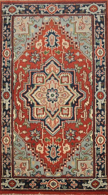 Geometric Heriz Serapi Handmade Wool Rug 3x5