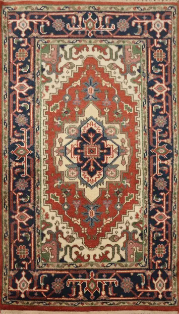 Geometric Heriz Serapi Handmade Wool Rug 3x5