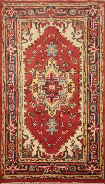 Geometric Heriz Serapi Handmade Wool Rug 3x6