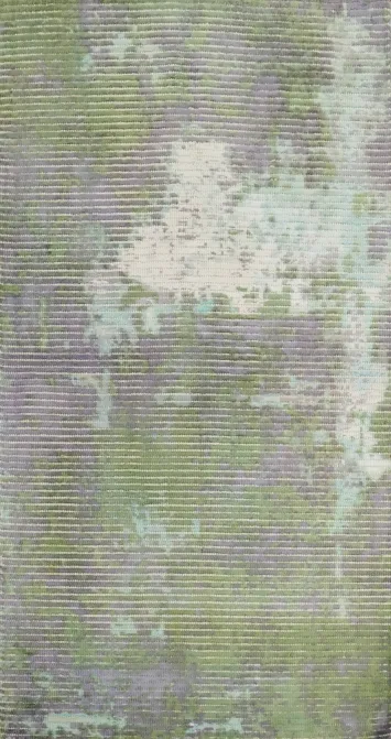 Modern Green and Violet Distressed Look Abstract Rug 2x4