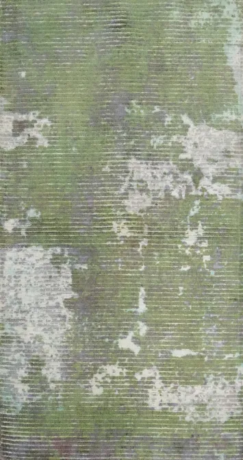 Modern Green Abstract Rug 2x4 with Textured Artistic Design