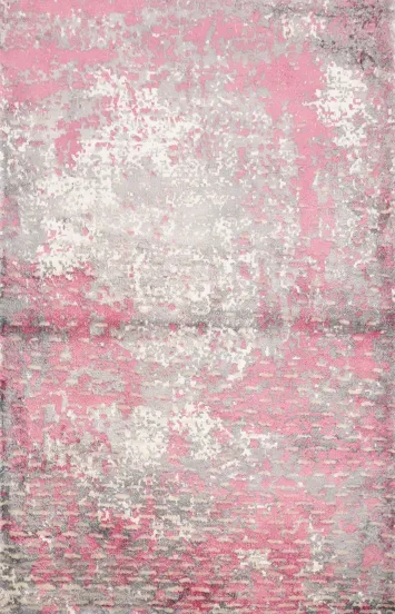 Charming Pink and Grey Abstract Rug 2x3 Adds Elegance Room Decor