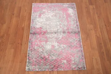 Charming Pink and Grey Abstract Rug 2x3 Adds Elegance Room Decor