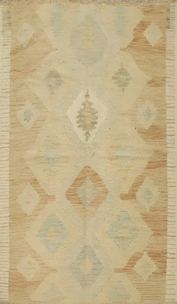 Vegetable Dye Tribal Wool Kilim Handwoven Rug 3x5