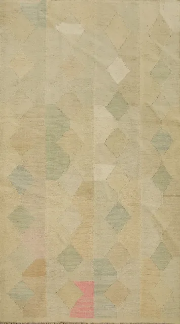 Vegetable Dye Modern Wool Kilim Handwoven Rug 3x5