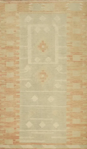 Neutral Tribal Woven Kilim Rug 3x5 for Elegant Room Decor