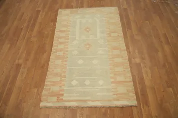 Neutral Tribal Woven Kilim Rug 3x5 for Elegant Room Decor