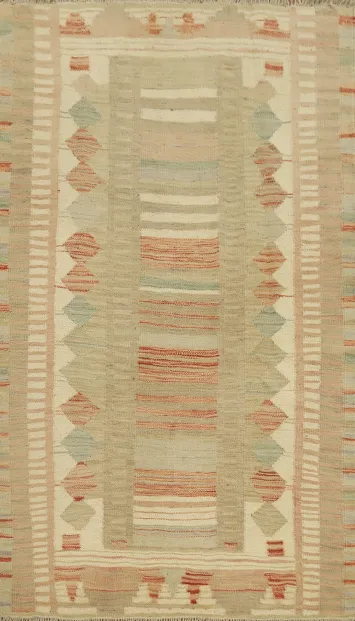Vintage Pastel Geometric Kilim Rug 3x5 for Elegant Home Decor