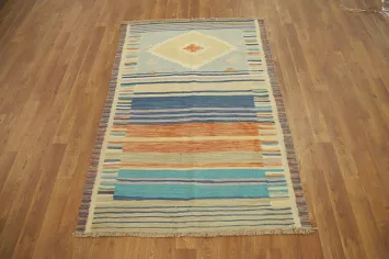 Colorful Handwoven Decor Kilim Rug 3x5 with Bold Design Patterns