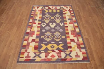 Vegetable Dye Geometric Kilim Handwoven Rug 4x6