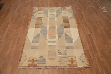 Vegetable Dye Geometric Kilim Handwoven Rug 4x6