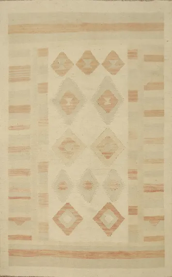Vegetable Dye Geometric Kilim Handwoven Rug 4x6