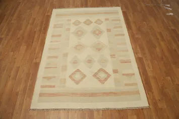 Vegetable Dye Geometric Kilim Handwoven Rug 4x6