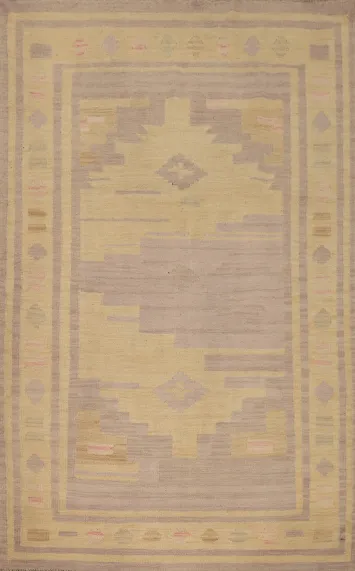 Vegetable Dye Geometric Kilim Handwoven Rug 4x6