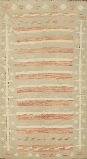 Vegetable Dye Geometric Kilim Handwoven Rug 3x6