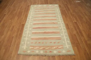 Vegetable Dye Geometric Kilim Handwoven Rug 3x6