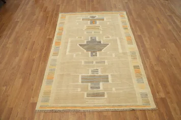 Vegetable Dye Geometric Kilim Flat Weave Rug 4x6
